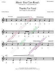 Click to Enlarge: "Thanks for Food" Pitch Number Format