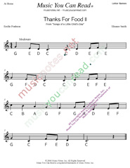 Click to Enlarge: "Thanks for Food #2" Letter Names Format