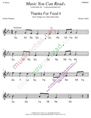 Click to Enlarge: "Thanks for Food #2" Solfeggio Format