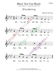 Click to Enlarge: "Wondering" Solfeggio Format