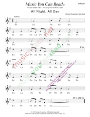 Click to Enlarge: "All Night, All Day" Solfeggio Format