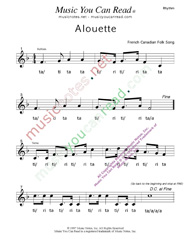 Click to Enlarge: "Alouette" Rhythm Format