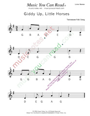 Click to Enlarge: "Giddy Up, Little Horses" Letter Names Format