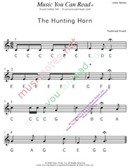 Click to Enlarge: "The Hunting Horn" Letter Names Format