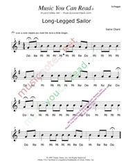 Click to Enlarge: "Long-Legged Sailor" Solfeggio Format