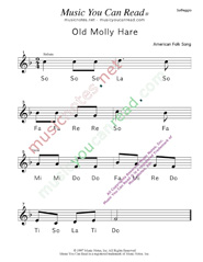 Click to Enlarge: "Old Molly Hare" Solfeggio Format
