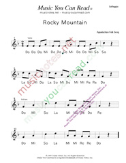Click to Enlarge: "Rocky Mountain" Solfeggio Format