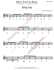 Click to Enlarge: "Sing Ivy" Letter Names Format