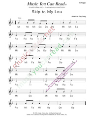 Click to Enlarge: "Skip to My Lou" Solfeggio Format