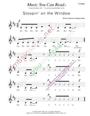 Click to Enlarge: "Stoopin'' on the Window" Solfeggio Format