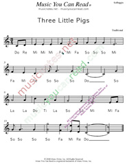 Click to Enlarge: "Three Little Pigs" Solfeggio Format