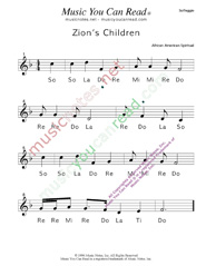 Click to Enlarge: "Zion's Children" Solfeggio Format