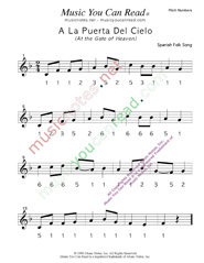 Click to Enlarge: "A La Puerta Del Cielo" Pitch Number Format