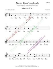 Click to Enlarge: "America" Solfeggio Format