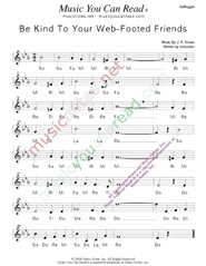 Click to Enlarge: "Be Kind To Your Web-Footed Friends" Solfeggio Format