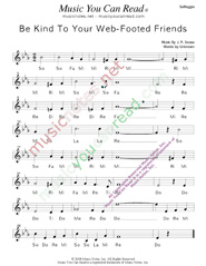 Click to Enlarge: "Be Kind To Your Web-Footed Friends" Solfeggio Format