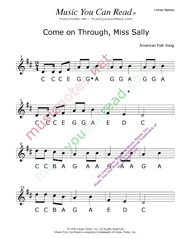Click to Enlarge: "Come on Through Miss Sally" Letter Names Format