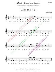 Click to Enlarge: "Deck the Halls" Rhythm Format