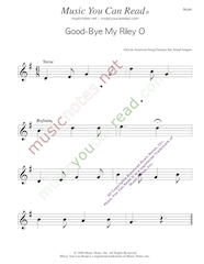 "Good-Bye My Riley O" Music Format