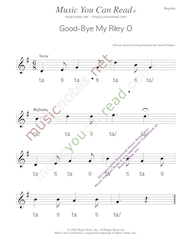 Click to Enlarge: "Good-Bye My Riley O" Rhythm Format