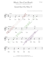 Click to Enlarge: "Good-Bye My Riley O" Solfeggio Format