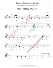 Click to enlarge: "Hey, Betty Martin" Beats Format