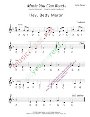 Click to Enlarge: "Hey, Betty Martin" Letter Names Format