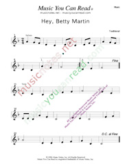 "Hey, Betty Martin" Music Format