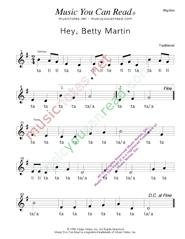 Click to Enlarge: "Hey, Betty Martin" Rhythm Format