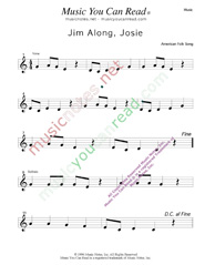 "Jim Along Josie" Music Format