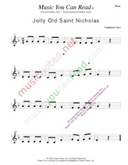 "Jolly Old Saint Nicholas" Music Format