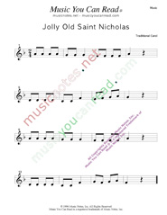 "Jolly Old Saint Nicholas" Music Format