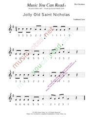 Click to Enlarge: "Jolly Old Saint Nicholas" Pitch Number Format