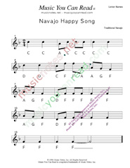 Click to Enlarge: "Navajo Happy Song" Letter Names Format