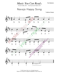 Click to Enlarge: "Navajo Happy Song" Pitch Number Format