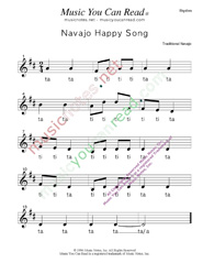 Click to Enlarge: "Navajo Happy Song" Rhythm Format