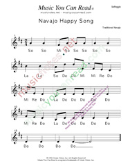 Click to Enlarge: "Navajo Happy Song" Solfeggio Format