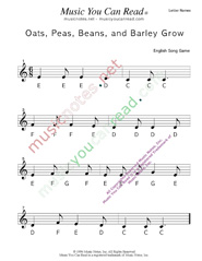 Click to Enlarge: "Oats, Peas, Beans and Barley Grow" Letter Names Format