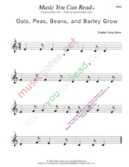 "Oats, Peas, Beans and Barley Grow" Music Format