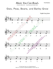 Click to Enlarge: "Oats, Peas, Beans and Barley Grow" Pitch Number Format