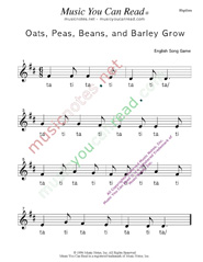 Click to Enlarge: "Oats, Peas, Beans and Barley Grow" Rhythm Format