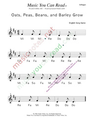 Click to Enlarge: "Oats, Peas, Beans and Barley Grow" Solfeggio Format