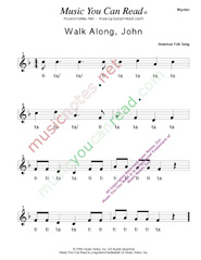 Click to Enlarge: "Walk Along John" Rhythm Format