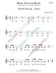 Click to Enlarge: "Walk Along John" Solfeggio Format