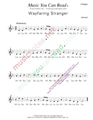 Click to Enlarge: "Wayfaring Stranger" Solfeggio Format