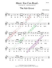Click to Enlarge: "The Ash Grove," Rhythm Format