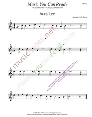 "Aura Lee," Music Format