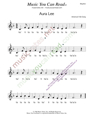 Click to Enlarge: "Aura Lee," Rhythm Format