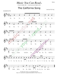 Click to Enlarge: "The California Song," Rhythm Format