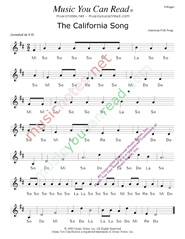 Click to Enlarge: "The California Song," Solfeggio Format